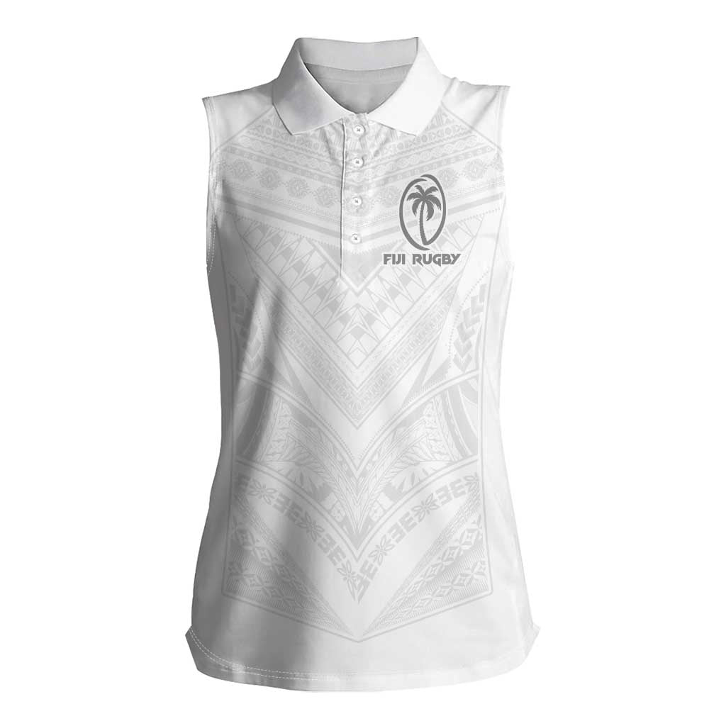 Custom Fiji Rugby Women Sleeveless Polo Shirt Tapa Tribal Motifs Sporty Style - Polynesian Pride