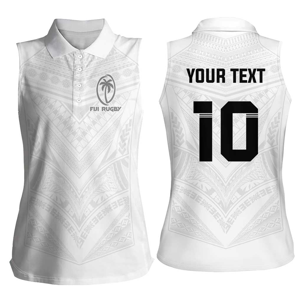 Custom Fiji Rugby Women Sleeveless Polo Shirt Tapa Tribal Motifs Sporty Style - Polynesian Pride