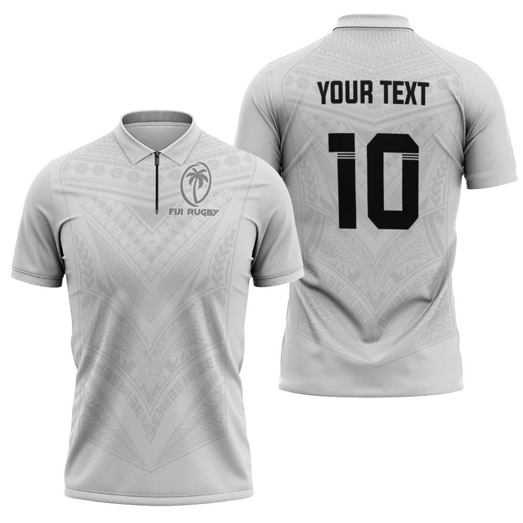 Custom Fiji Rugby Zipper Polo Shirt Tapa Tribal Motifs Sporty Style LT03 - Polynesian Pride