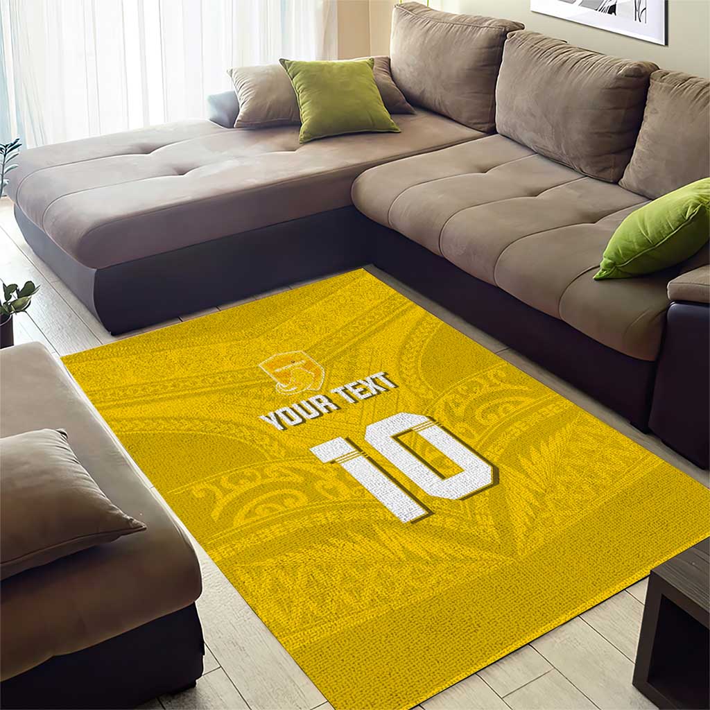 Custom Niue Rugby Area Rug Hiapo Tribal Motifs Sporty Style - Polynesian Pride