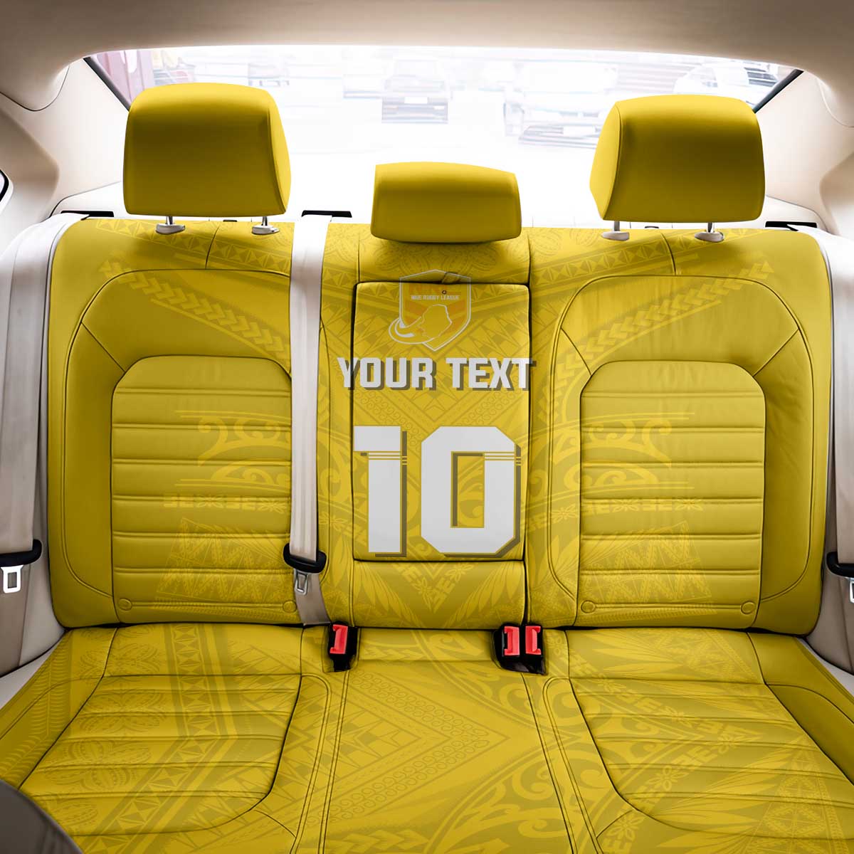 Custom Niue Rugby Back Car Seat Cover Hiapo Tribal Motifs Sporty Style LT03 - Polynesian Pride