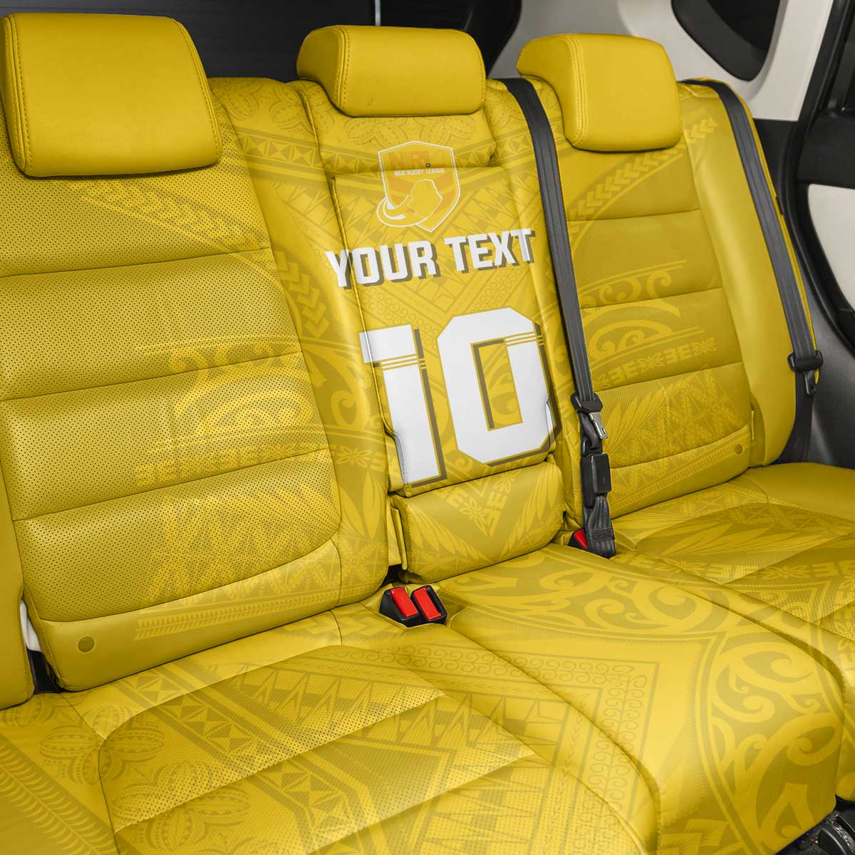 Custom Niue Rugby Back Car Seat Cover Hiapo Tribal Motifs Sporty Style LT03 - Polynesian Pride