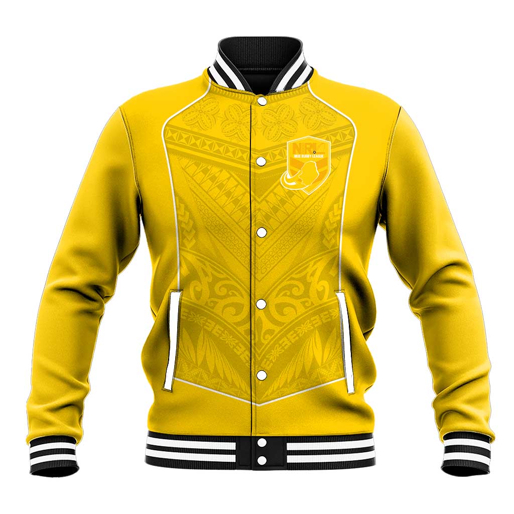 Custom Niue Rugby Baseball Jacket Hiapo Tribal Motifs Sporty Style - Polynesian Pride