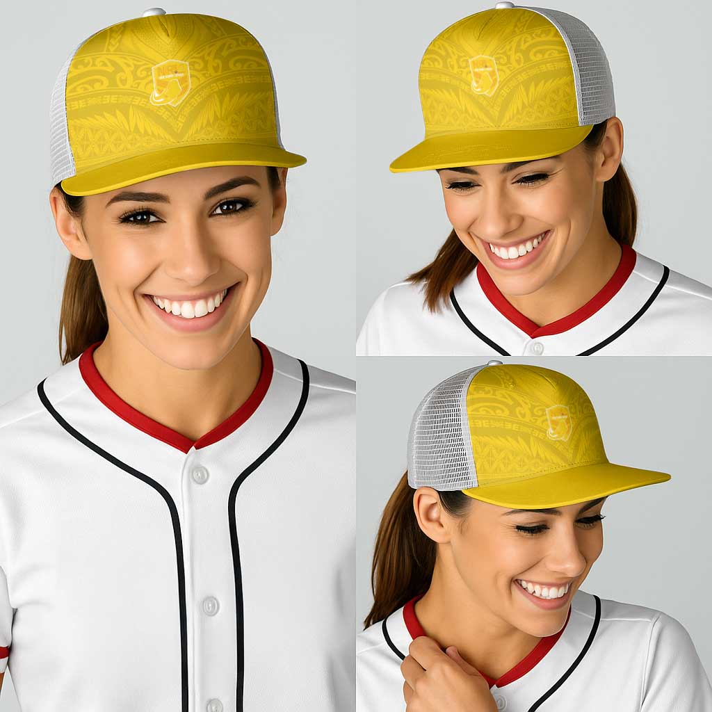 Niue Rugby Baseball Net Cap Hiapo Tribal Motifs Sporty Style - Polynesian Pride