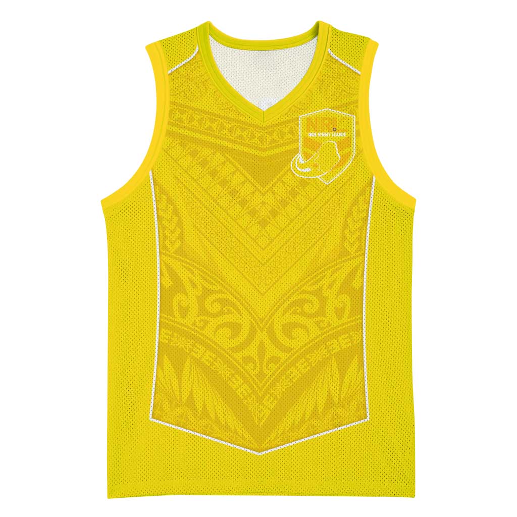 Custom Niue Rugby Basketball Jersey Hiapo Tribal Motifs Sporty Style LT03 Unisex Yellow - Polynesian Pride