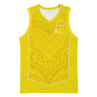 Custom Niue Rugby Basketball Jersey Hiapo Tribal Motifs Sporty Style LT03 Unisex Yellow - Polynesian Pride