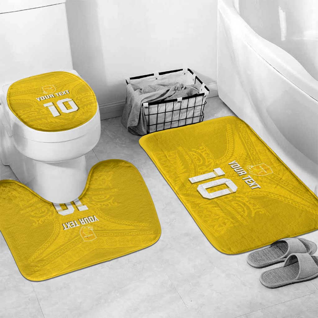 Custom Niue Rugby Bathroom Set Hiapo Tribal Motifs Sporty Style - Polynesian Pride