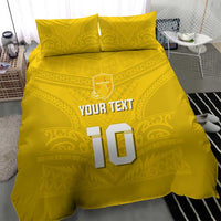 Custom Niue Rugby Bedding Set Hiapo Tribal Motifs Sporty Style - Polynesian Pride
