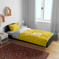 Custom Niue Rugby Bedding Set Hiapo Tribal Motifs Sporty Style - Polynesian Pride