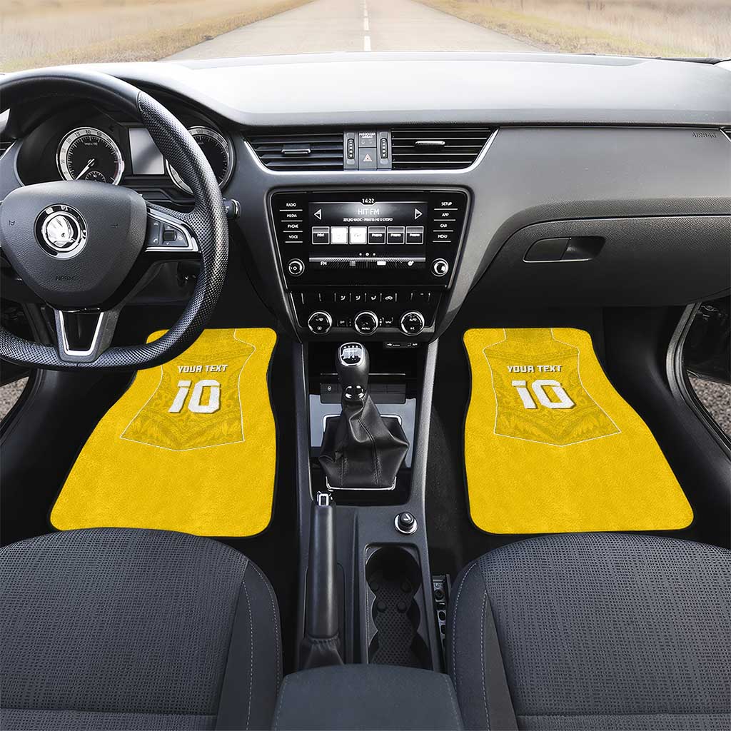 Custom Niue Rugby Car Mats Hiapo Tribal Motifs Sporty Style - Polynesian Pride