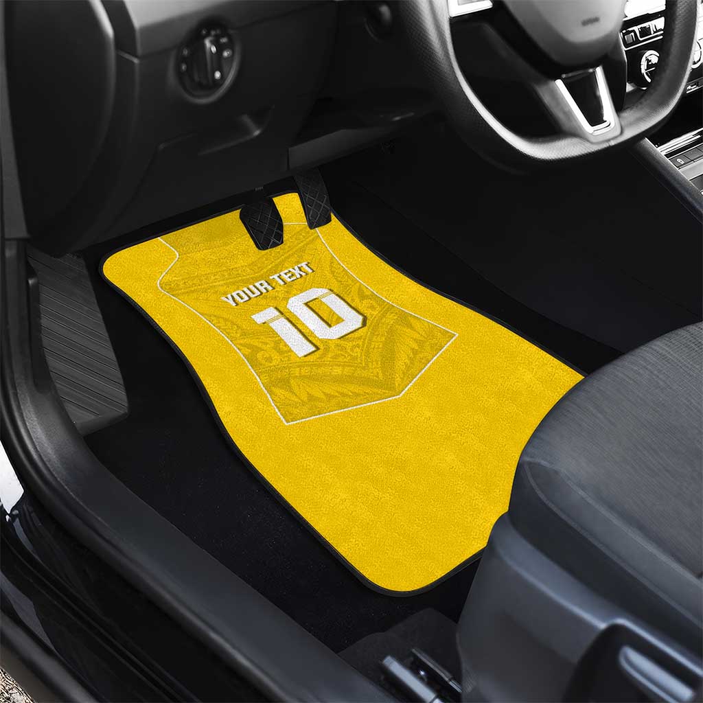 Custom Niue Rugby Car Mats Hiapo Tribal Motifs Sporty Style - Polynesian Pride