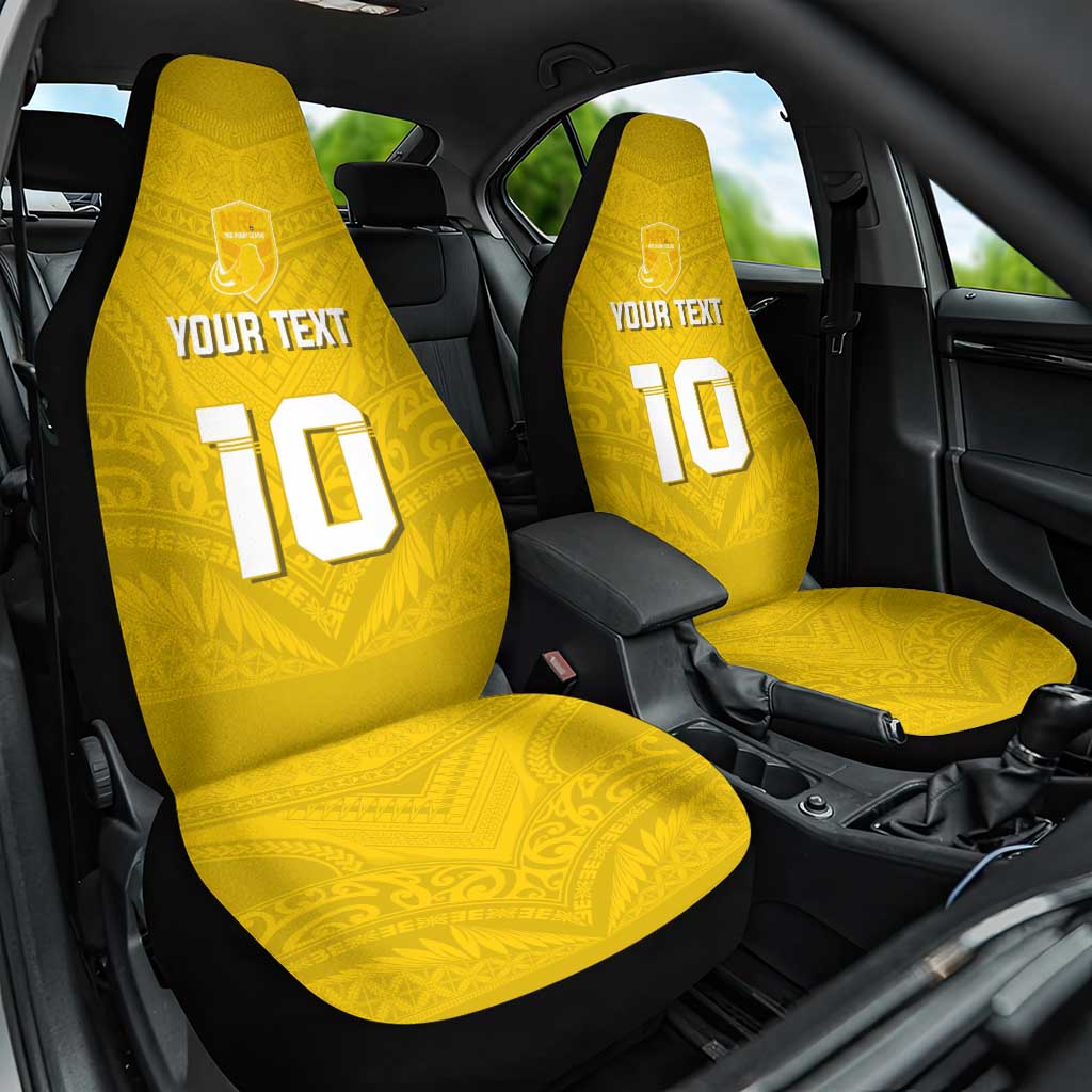 Custom Niue Rugby Car Seat Cover Hiapo Tribal Motifs Sporty Style LT03 One Size Yellow - Polynesian Pride