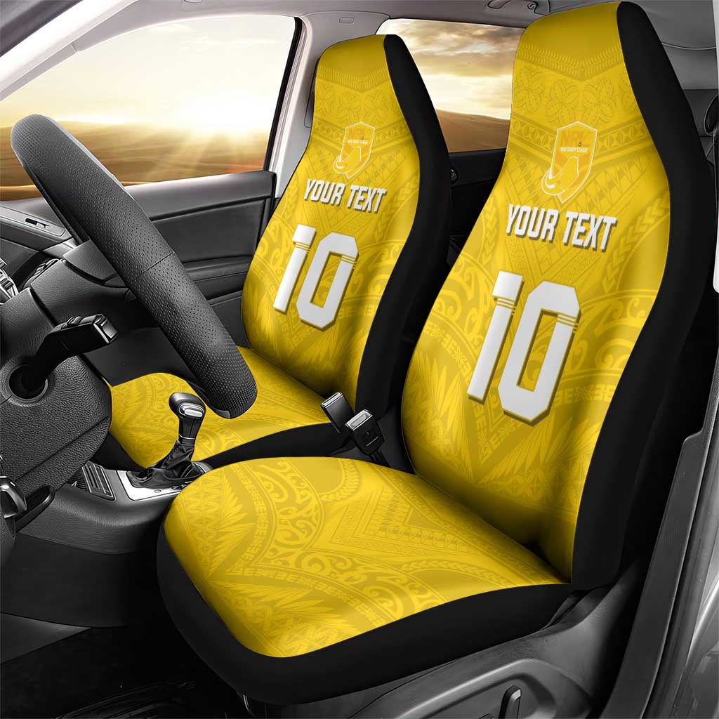 Custom Niue Rugby Car Seat Cover Hiapo Tribal Motifs Sporty Style LT03 - Polynesian Pride