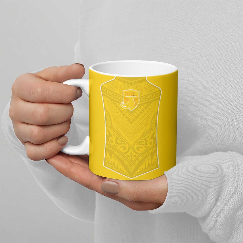 Custom Niue Rugby Ceramic Mug Hiapo Tribal Motifs Sporty Style - Polynesian Pride