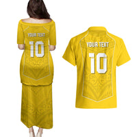 Custom Niue Rugby Couples Matching Puletasi and Hawaiian Shirt Hiapo Tribal Motifs Sporty Style LT03 - Polynesian Pride