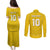 Custom Niue Rugby Couples Matching Puletasi and Long Sleeve Button Shirt Hiapo Tribal Motifs Sporty Style - Polynesian Pride