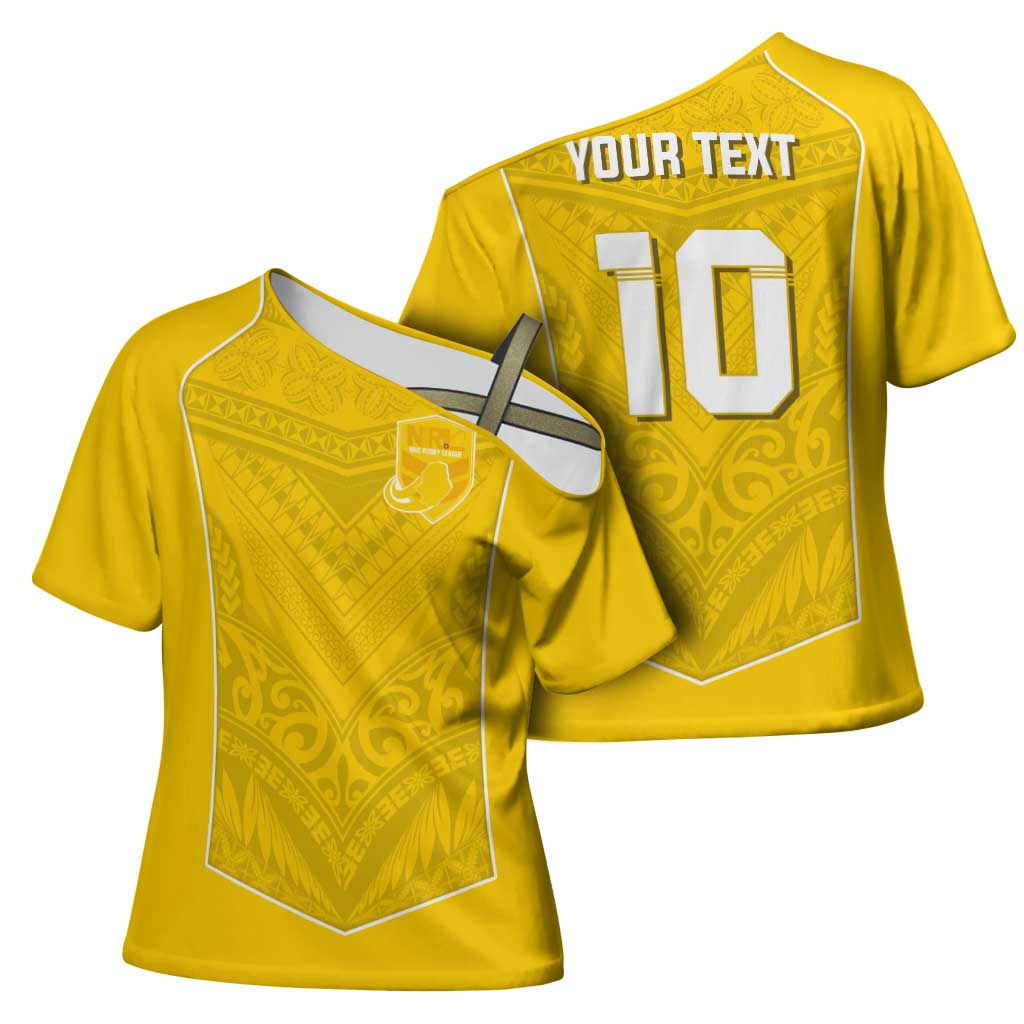 Custom Niue Rugby Cross Shoulder Shirt Hiapo Tribal Motifs Sporty Style LT03 - Polynesian Pride