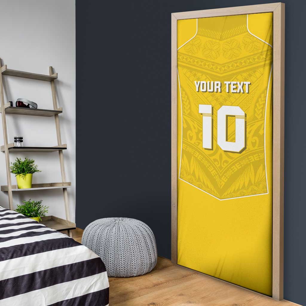 Custom Niue Rugby Door Cover Hiapo Tribal Motifs Sporty Style LT03 - Polynesian Pride