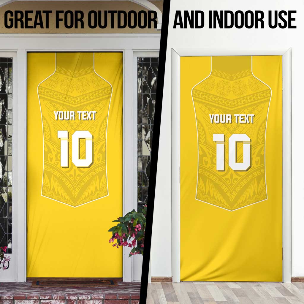 Custom Niue Rugby Door Cover Hiapo Tribal Motifs Sporty Style LT03 - Polynesian Pride