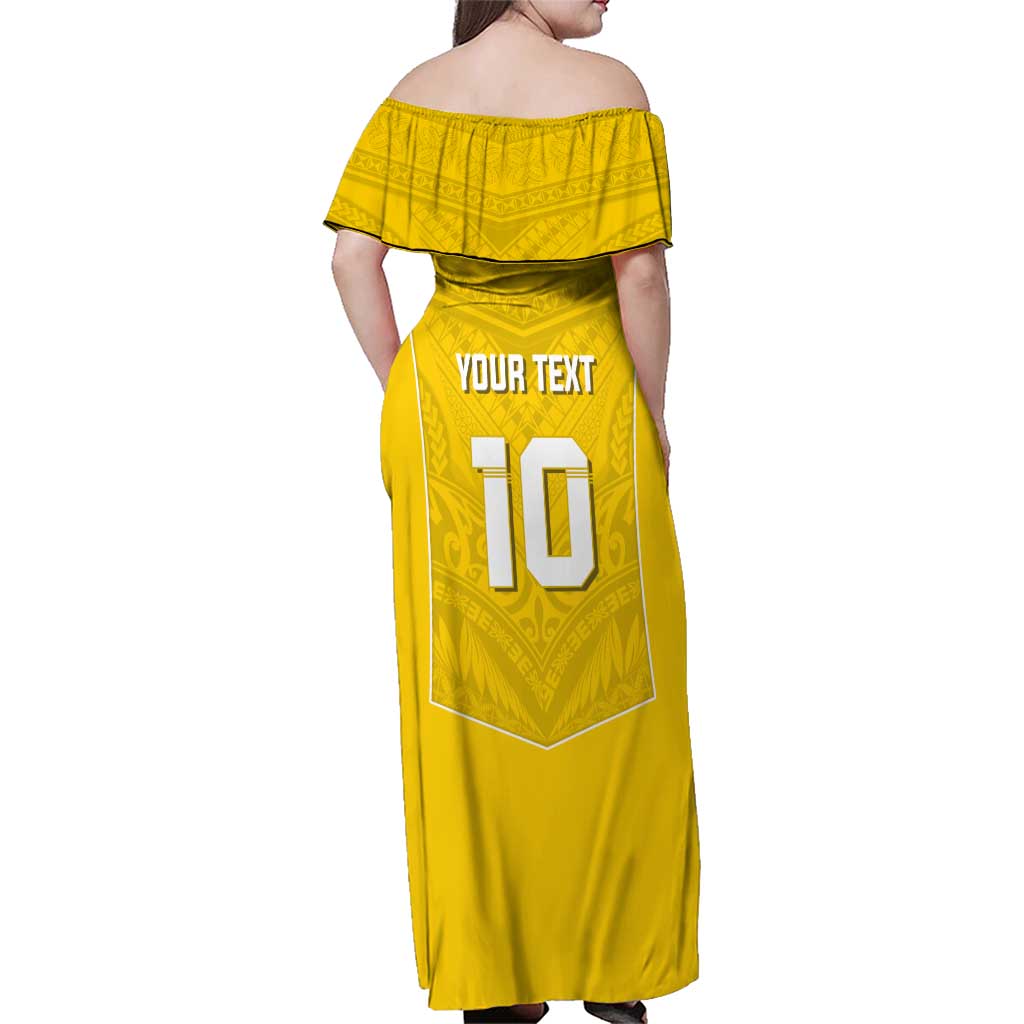 Custom Niue Rugby Family Matching Off Shoulder Maxi Dress and Hawaiian Shirt Hiapo Tribal Motifs Sporty Style LT03 - Polynesian Pride
