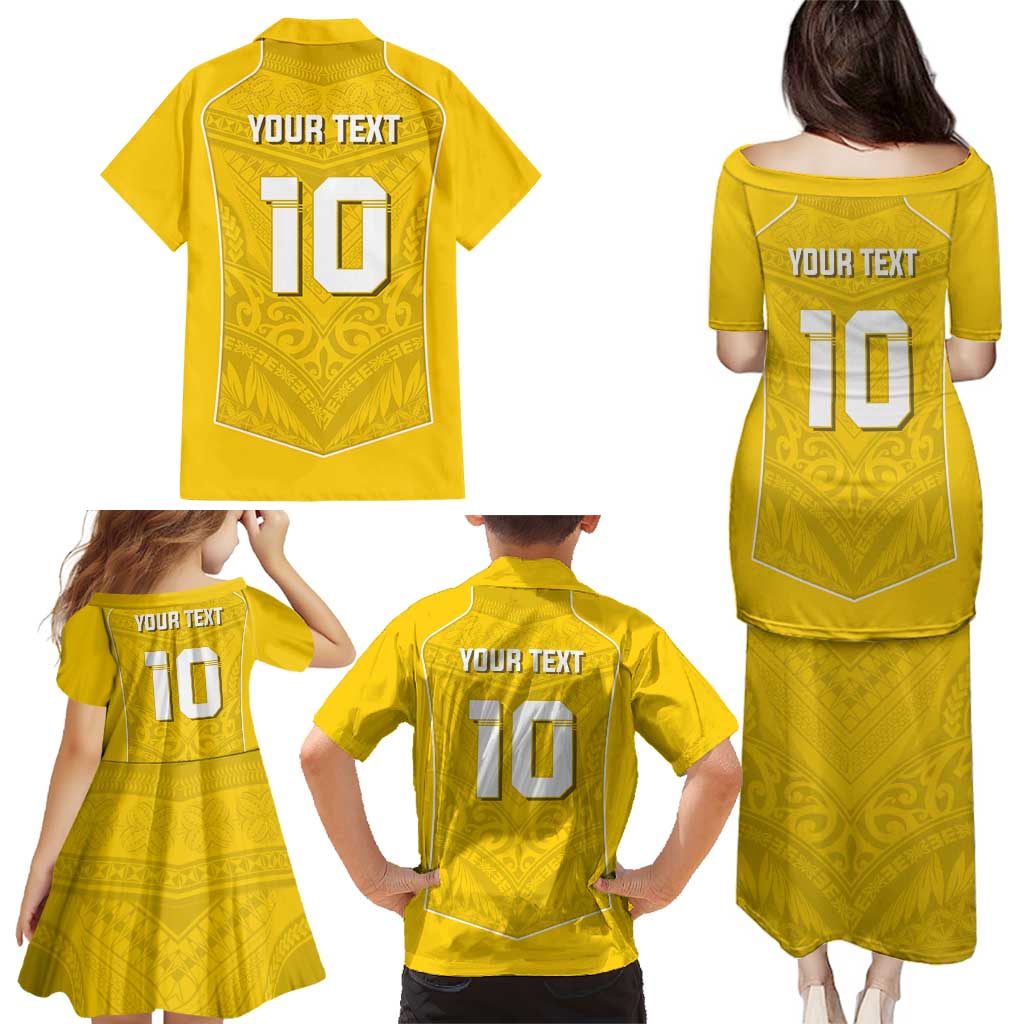 Custom Niue Rugby Family Matching Puletasi and Hawaiian Shirt Hiapo Tribal Motifs Sporty Style LT03 - Polynesian Pride