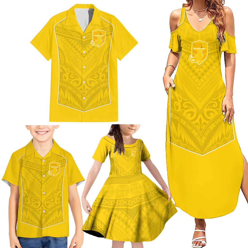 Custom Niue Rugby Family Matching Summer Maxi Dress and Hawaiian Shirt Hiapo Tribal Motifs Sporty Style LT03 - Polynesian Pride