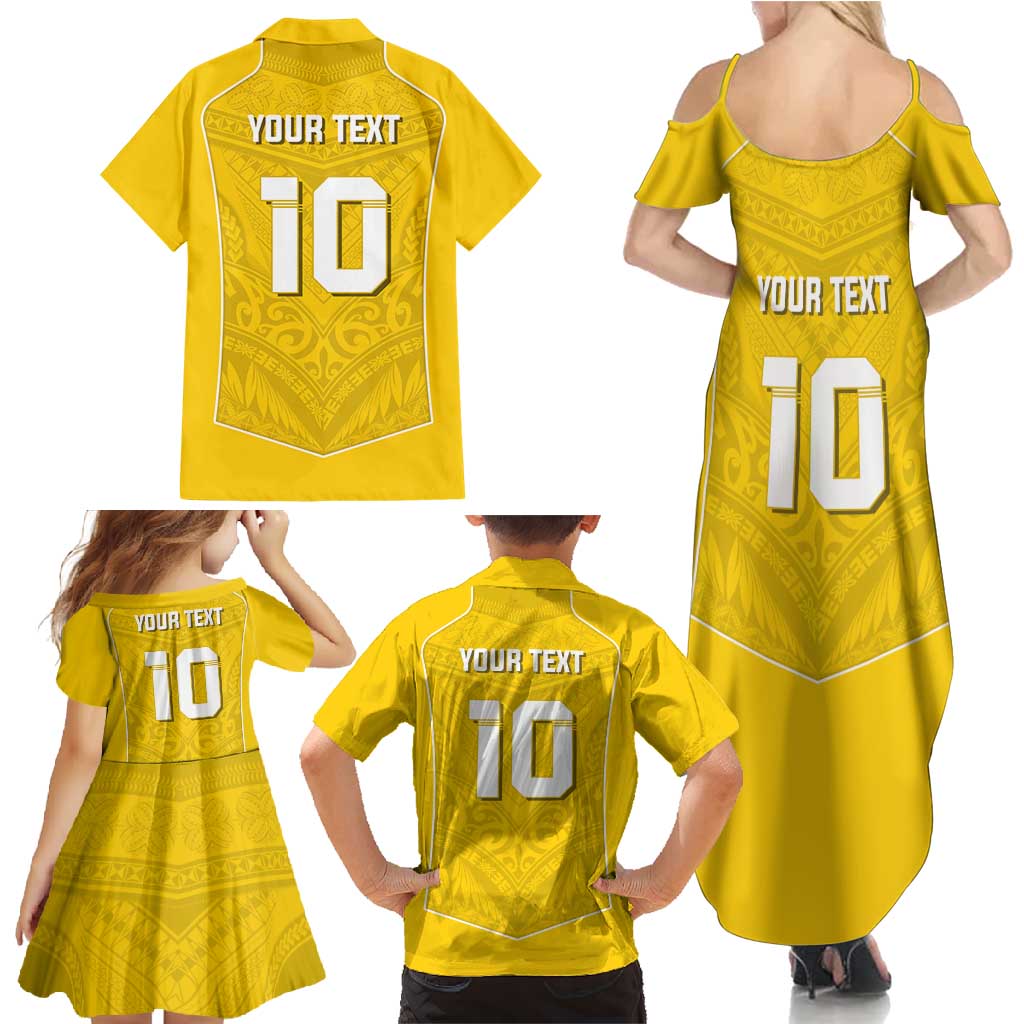 Custom Niue Rugby Family Matching Summer Maxi Dress and Hawaiian Shirt Hiapo Tribal Motifs Sporty Style LT03 - Polynesian Pride