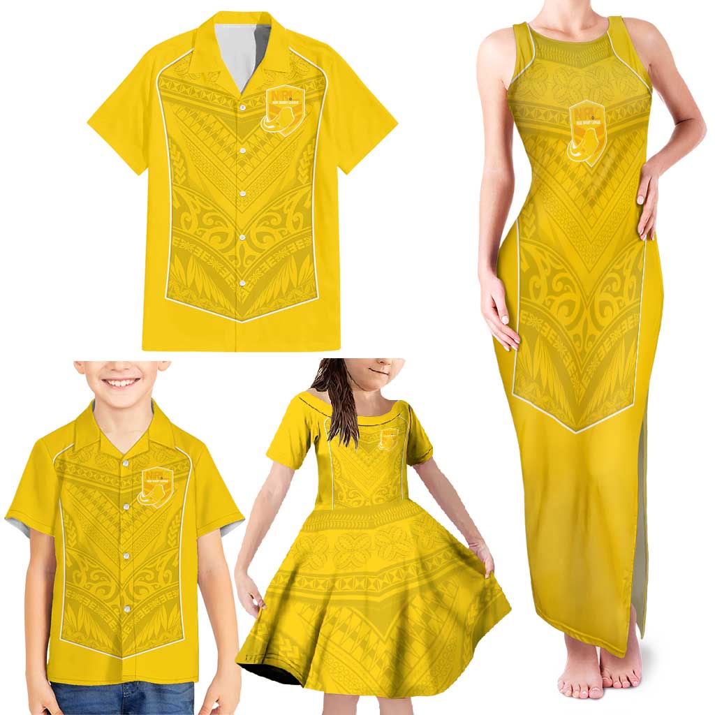 Custom Niue Rugby Family Matching Tank Maxi Dress and Hawaiian Shirt Hiapo Tribal Motifs Sporty Style LT03 - Polynesian Pride
