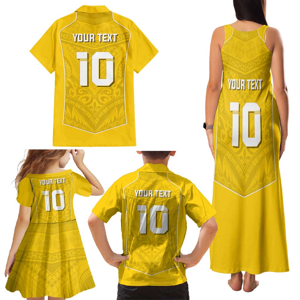 Custom Niue Rugby Family Matching Tank Maxi Dress and Hawaiian Shirt Hiapo Tribal Motifs Sporty Style LT03 - Polynesian Pride