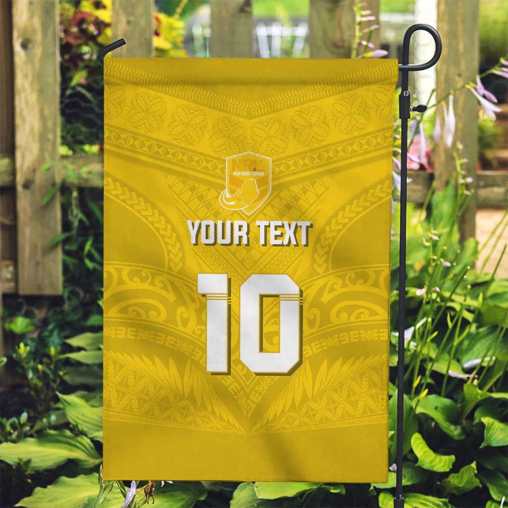 Custom Niue Rugby Garden Flag Hiapo Tribal Motifs Sporty Style LT03 Garden Flag Yellow - Polynesian Pride