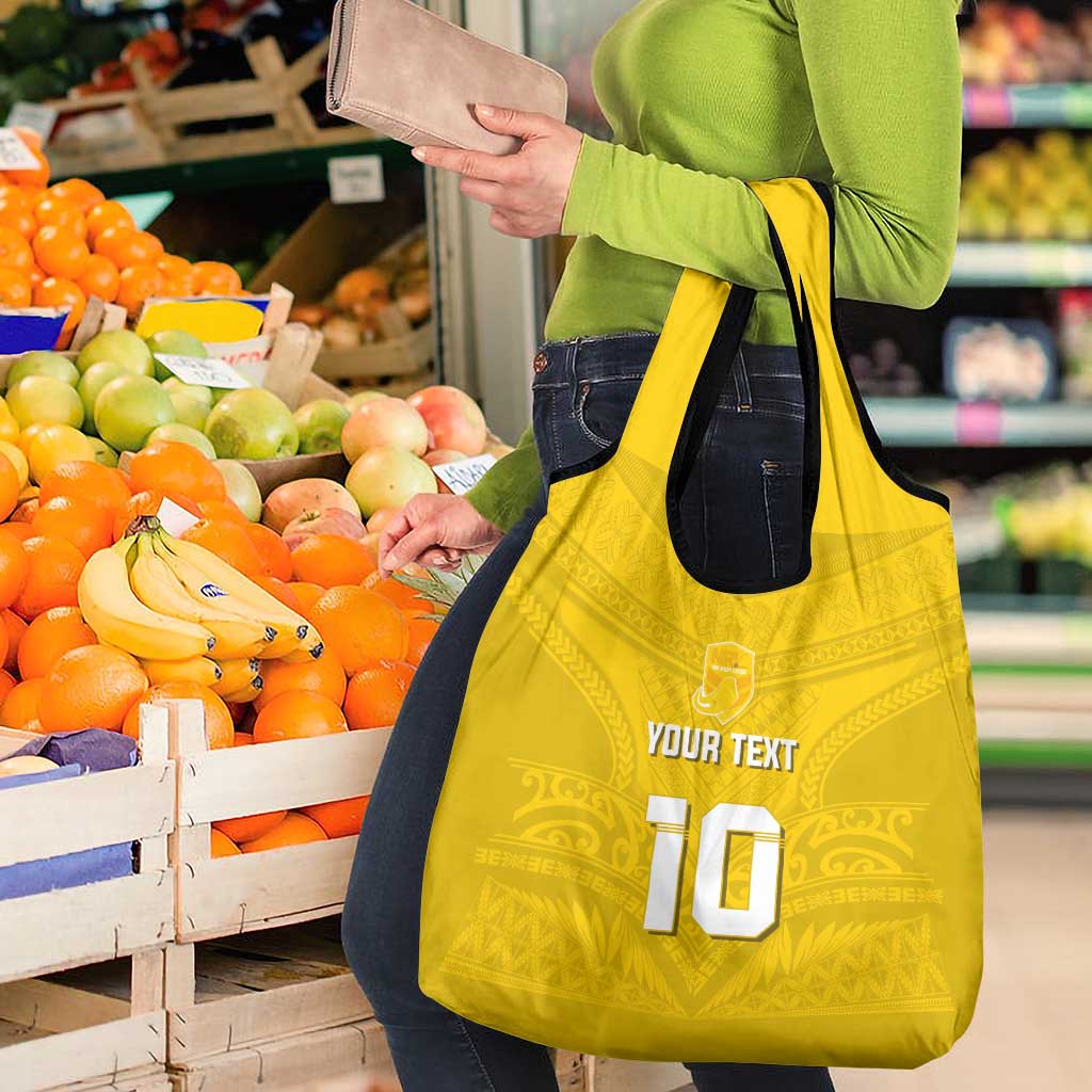Custom Niue Rugby Grocery Bag Hiapo Tribal Motifs Sporty Style - Polynesian Pride