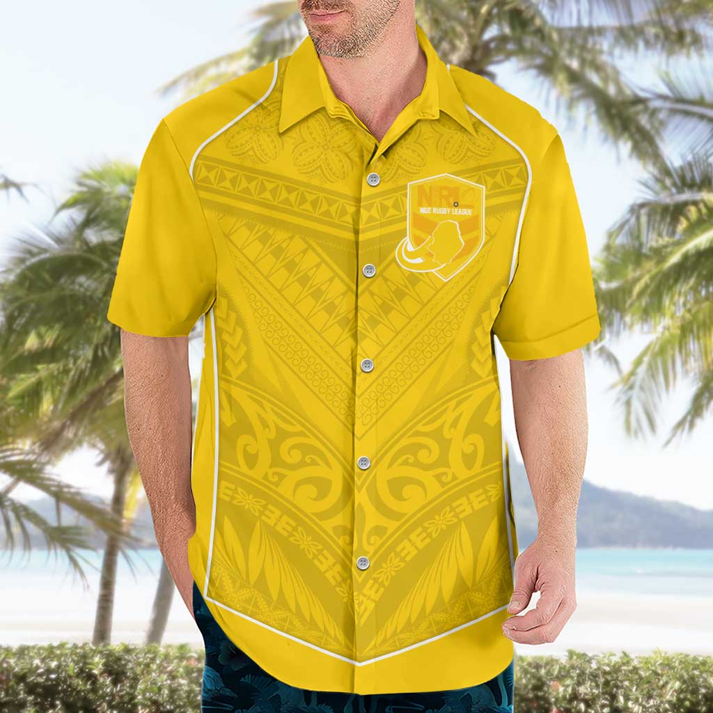 Custom Niue Rugby Hawaiian Shirt Hiapo Tribal Motifs Sporty Style LT03 - Polynesian Pride
