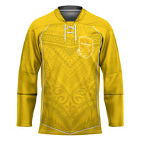 Custom Niue Rugby Hockey Jersey Hiapo Tribal Motifs Sporty Style LT03 Unisex Yellow - Polynesian Pride