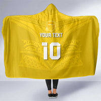 Custom Niue Rugby Hooded Blanket Hiapo Tribal Motifs Sporty Style LT03 One Size Yellow - Polynesian Pride
