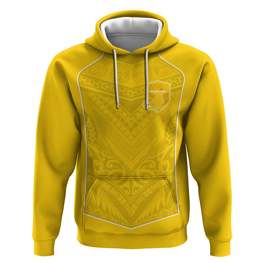 Custom Niue Rugby Hoodie Hiapo Tribal Motifs Sporty Style LT03 Pullover Hoodie Yellow - Polynesian Pride