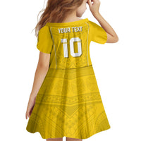 Custom Niue Rugby Kid Short Sleeve Dress Hiapo Tribal Motifs Sporty Style LT03 - Polynesian Pride