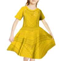 Custom Niue Rugby Kid Short Sleeve Dress Hiapo Tribal Motifs Sporty Style LT03 - Polynesian Pride