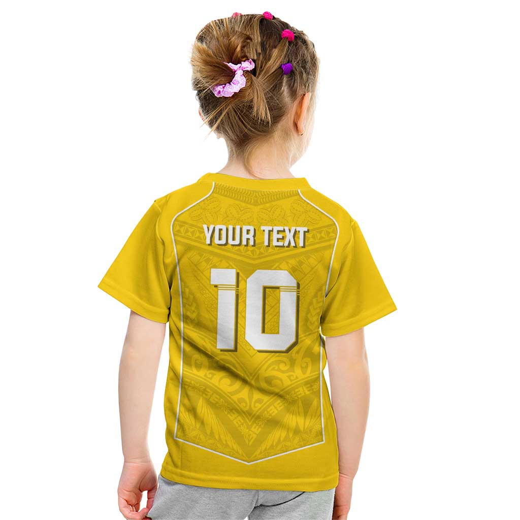 Custom Niue Rugby Kid T Shirt Hiapo Tribal Motifs Sporty Style LT03 - Polynesian Pride