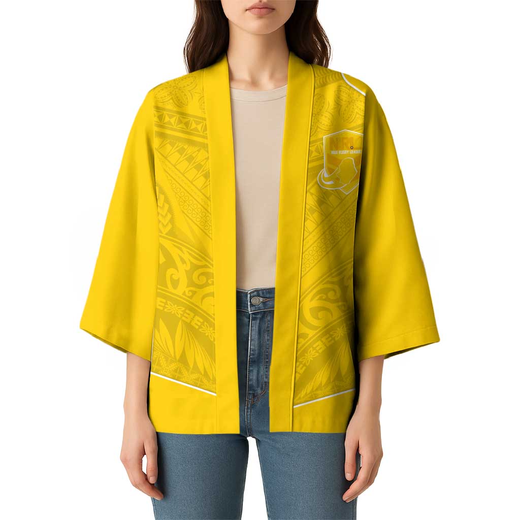 Custom Niue Rugby Kimono Hiapo Tribal Motifs Sporty Style - Polynesian Pride