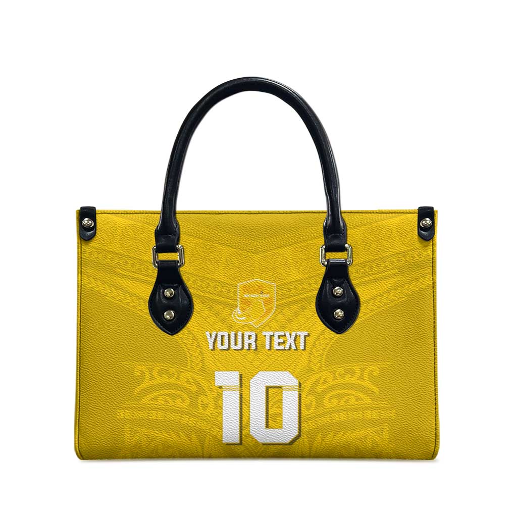 Custom Niue Rugby Leather Bag Hiapo Tribal Motifs Sporty Style - Polynesian Pride