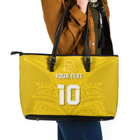 Custom Niue Rugby Leather Tote Bag Hiapo Tribal Motifs Sporty Style LT03 - Polynesian Pride