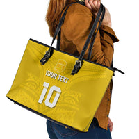 Custom Niue Rugby Leather Tote Bag Hiapo Tribal Motifs Sporty Style LT03 - Polynesian Pride