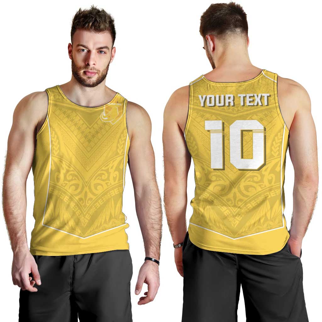 Custom Niue Rugby Men Tank Top Hiapo Tribal Motifs Sporty Style LT03 - Polynesian Pride
