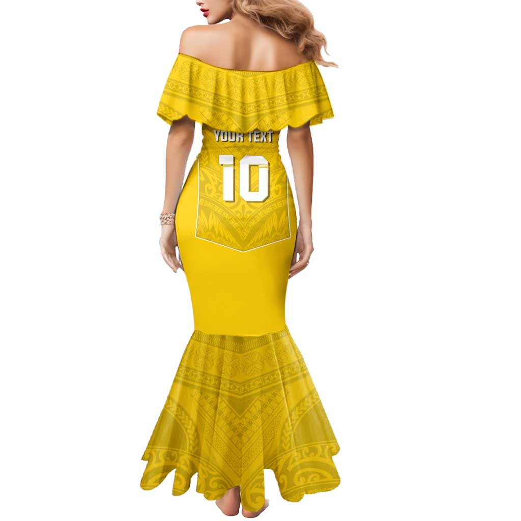 Custom Niue Rugby Mermaid Dress Hiapo Tribal Motifs Sporty Style LT03 - Polynesian Pride