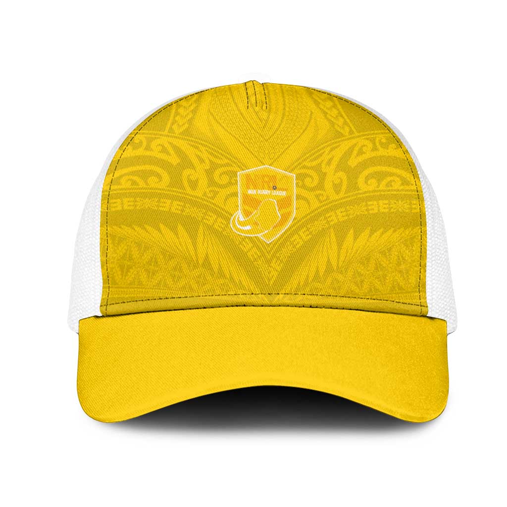 Niue Rugby Mesh Trucker Cap Hiapo Tribal Motifs Sporty Style - Polynesian Pride