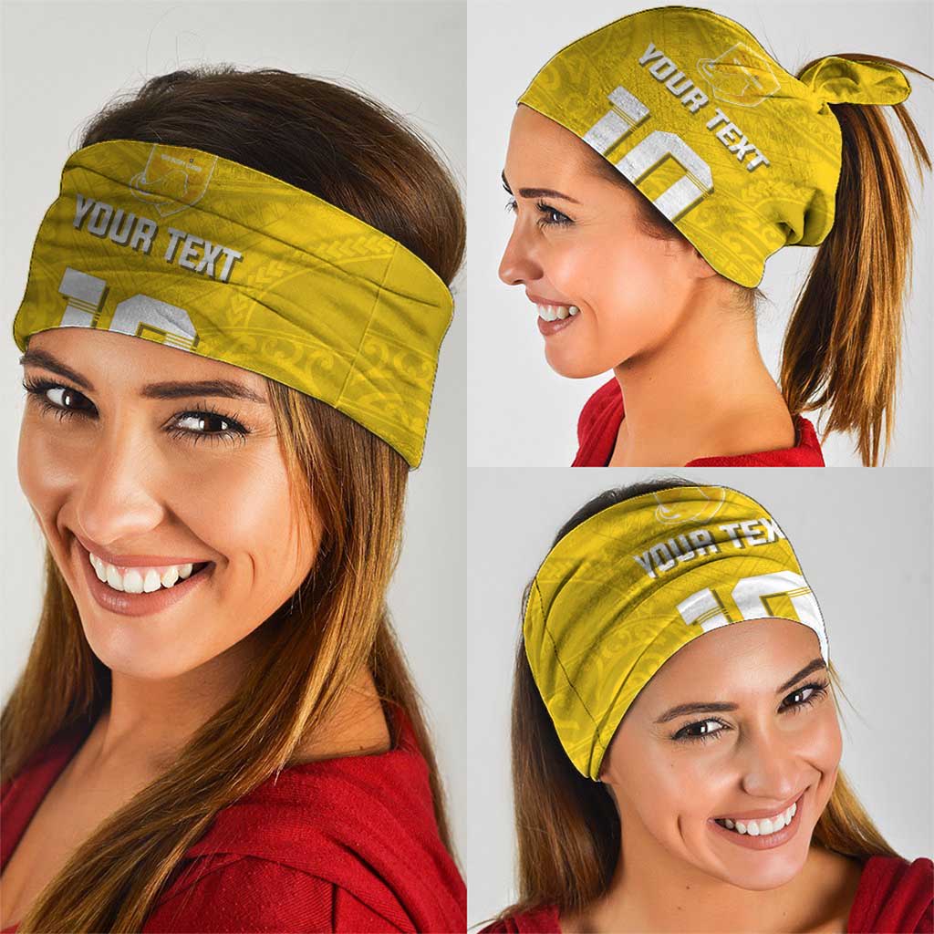 Custom Niue Rugby Neck Gaiter Hiapo Tribal Motifs Sporty Style - Polynesian Pride
