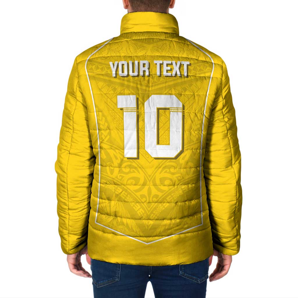 Custom Niue Rugby Padded Jacket Hiapo Tribal Motifs Sporty Style - Polynesian Pride