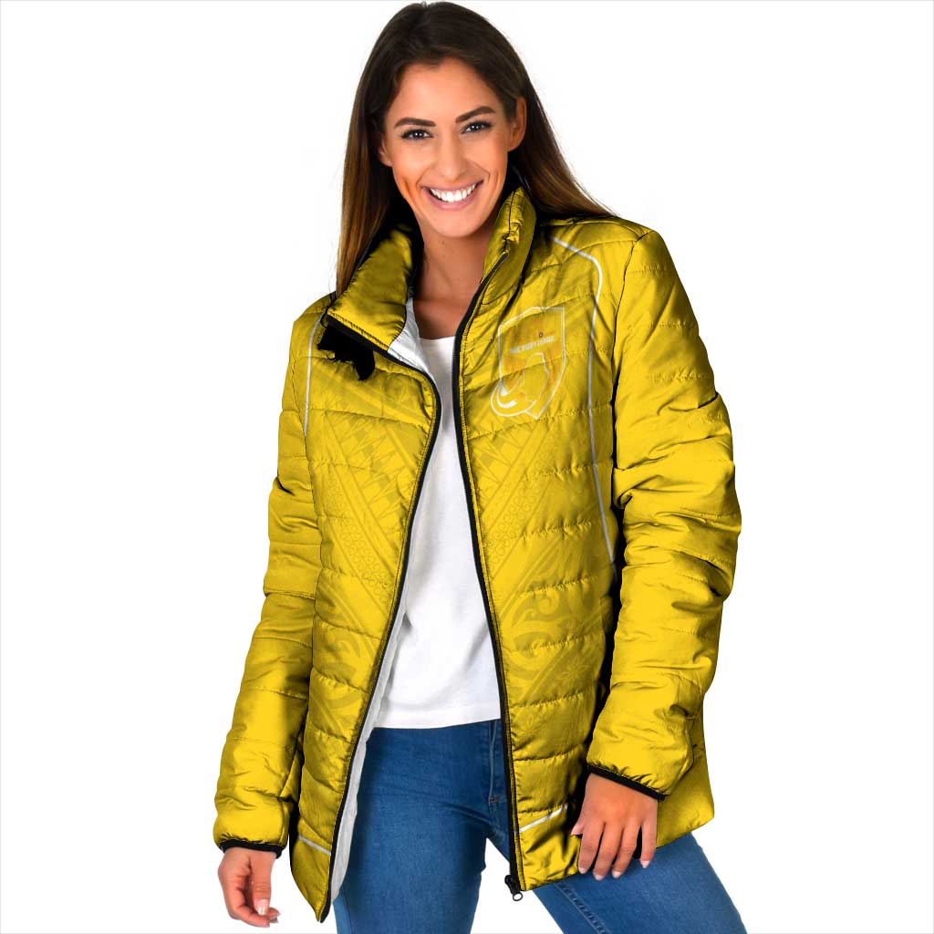 Custom Niue Rugby Padded Jacket Hiapo Tribal Motifs Sporty Style - Polynesian Pride