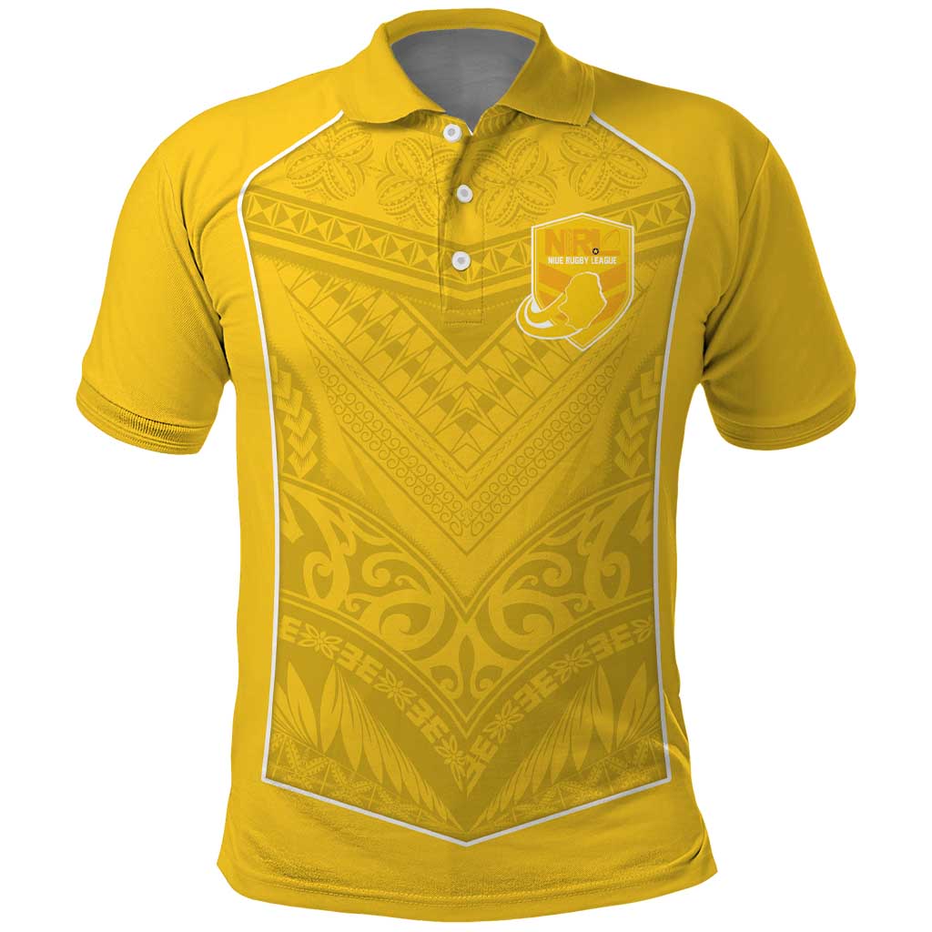 Custom Niue Rugby Polo Shirt Hiapo Tribal Motifs Sporty Style LT03 Yellow - Polynesian Pride