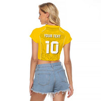 Custom Niue Rugby Raglan Cropped T Shirt Hiapo Tribal Motifs Sporty Style LT03 - Polynesian Pride